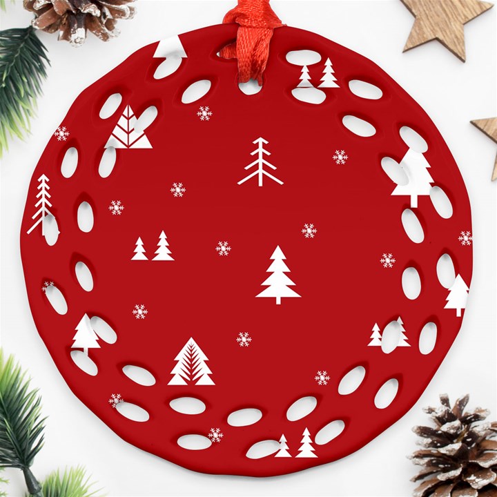 Abstract-cute-christmas Seamless Ornament (Round Filigree)