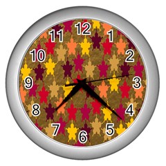 Abstract-flower Gold Wall Clock (silver) by nateshop