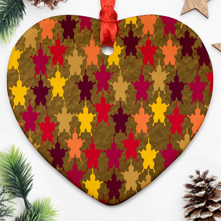 Abstract-flower Gold Heart Ornament (Two Sides)