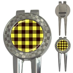 Black And Yellow Plaids 3-in-1 Golf Divots by ConteMonfrey