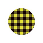 Black and yellow plaids Rubber Round Coaster (4 pack) Front