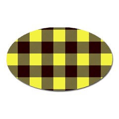 Black And Yellow Plaids Oval Magnet by ConteMonfrey