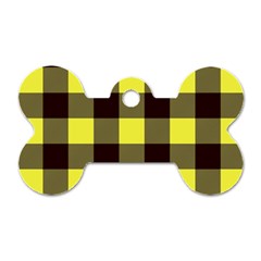 Black And Yellow Plaids Dog Tag Bone (one Side) by ConteMonfrey