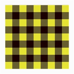 Black And Yellow Plaids Medium Glasses Cloth (2 Sides) by ConteMonfrey