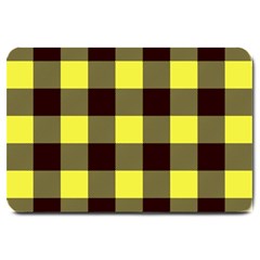 Black And Yellow Plaids Large Doormat  by ConteMonfrey