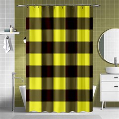 Black And Yellow Plaids Shower Curtain 48  X 72  (small)  by ConteMonfrey