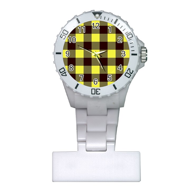 Black and yellow plaids Plastic Nurses Watch