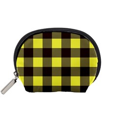 Black And Yellow Plaids Accessory Pouch (small) by ConteMonfrey