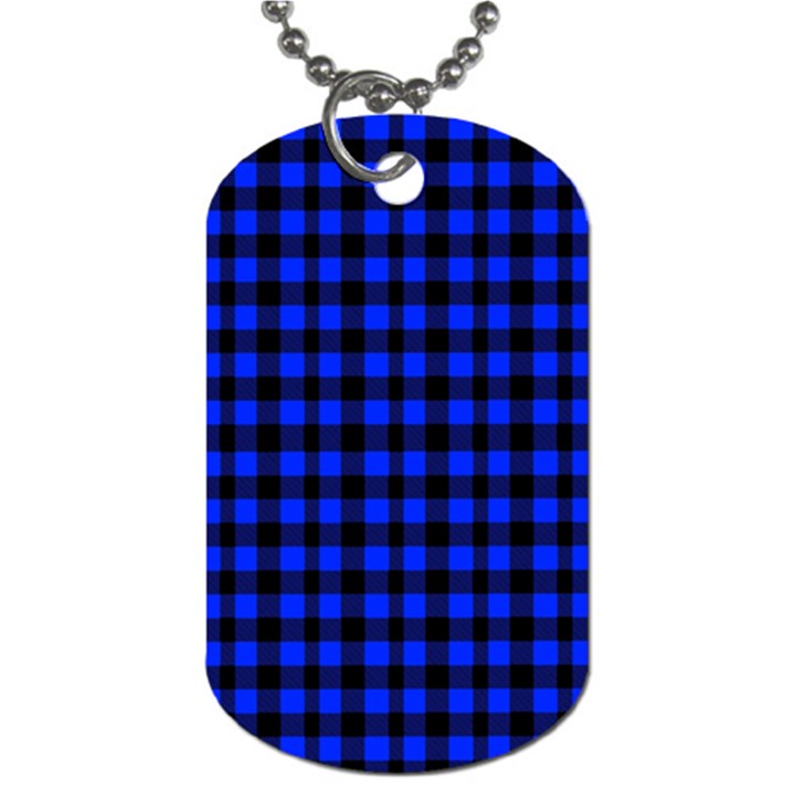 Neon blue and black plaids Dog Tag (One Side)