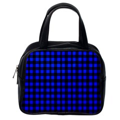 Neon Blue And Black Plaids Classic Handbag (one Side) by ConteMonfrey