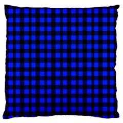 Neon Blue And Black Plaids Large Cushion Case (one Side) by ConteMonfrey