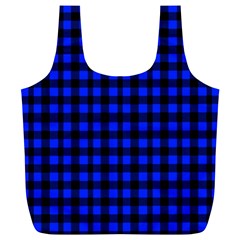 Neon Blue And Black Plaids Full Print Recycle Bag (xl) by ConteMonfrey