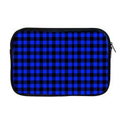 Neon Blue And Black Plaids Apple Macbook Pro 17  Zipper Case by ConteMonfrey