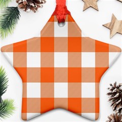 Orange And White Plaids Ornament (star) by ConteMonfrey