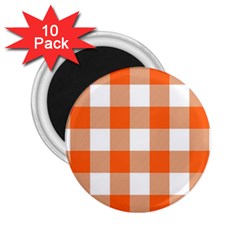 Orange And White Plaids 2 25  Magnets (10 Pack)  by ConteMonfrey