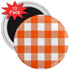 Orange And White Plaids 3  Magnets (10 Pack)  by ConteMonfrey