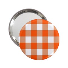 Orange And White Plaids 2 25  Handbag Mirrors by ConteMonfrey