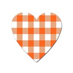 Orange and white plaids Heart Magnet Front