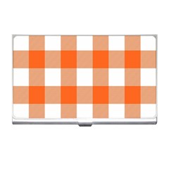 Orange And White Plaids Business Card Holder by ConteMonfrey