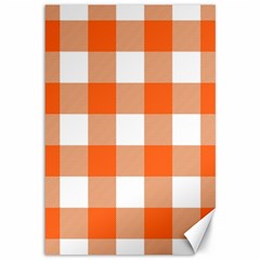 Orange And White Plaids Canvas 12  X 18  by ConteMonfrey