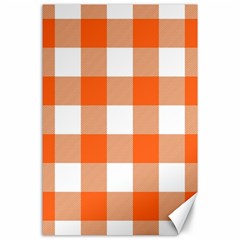 Orange And White Plaids Canvas 24  X 36  by ConteMonfrey