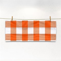 Orange And White Plaids Hand Towel by ConteMonfrey