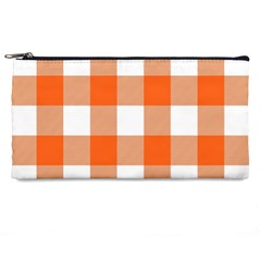 Orange And White Plaids Pencil Case by ConteMonfrey