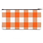 Orange and white plaids Pencil Case Back