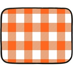 Orange And White Plaids Double Sided Fleece Blanket (mini)  by ConteMonfrey