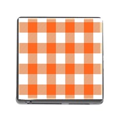 Orange And White Plaids Memory Card Reader (square 5 Slot) by ConteMonfrey