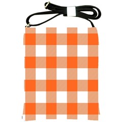 Orange And White Plaids Shoulder Sling Bag by ConteMonfrey