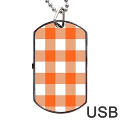 Orange And White Plaids Dog Tag Usb Flash (one Side) by ConteMonfrey