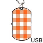 Orange and white plaids Dog Tag USB Flash (Two Sides) Front