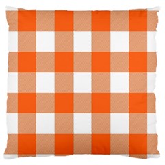 Orange And White Plaids Large Cushion Case (one Side) by ConteMonfrey