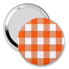 Orange And White Plaids 3  Handbag Mirrors by ConteMonfrey