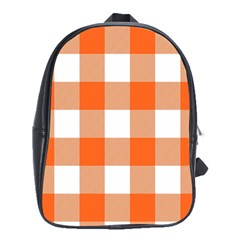 Orange And White Plaids School Bag (xl) by ConteMonfrey