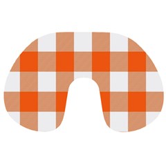 Orange And White Plaids Travel Neck Pillow by ConteMonfrey