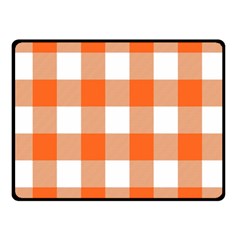 Orange And White Plaids Double Sided Fleece Blanket (small)  by ConteMonfrey