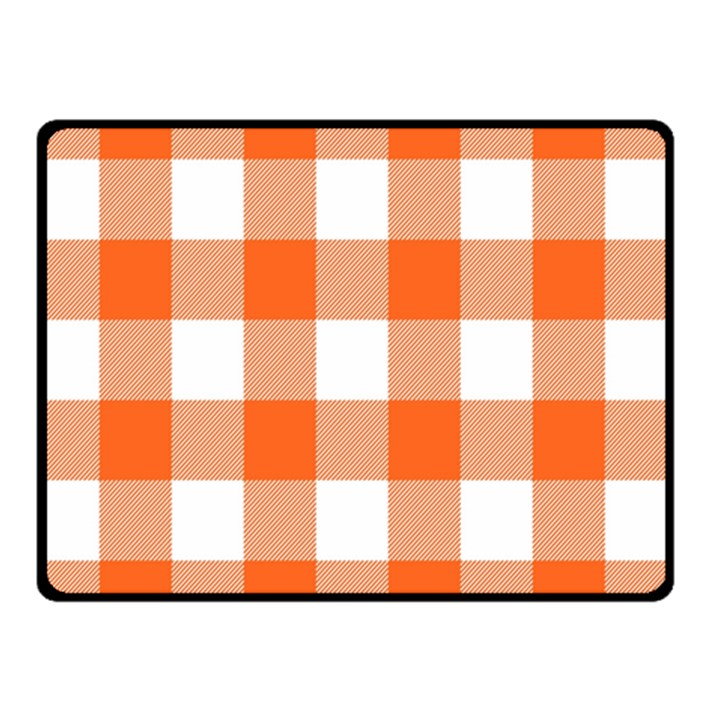 Orange and white plaids Double Sided Fleece Blanket (Small) 