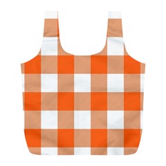 Orange And White Plaids Full Print Recycle Bag (l) by ConteMonfrey