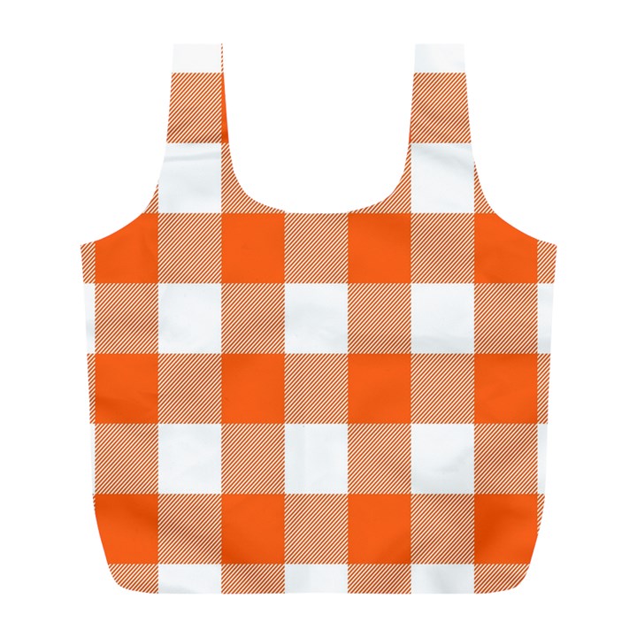 Orange and white plaids Full Print Recycle Bag (L)