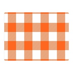 Orange And White Plaids Double Sided Flano Blanket (mini)  by ConteMonfrey