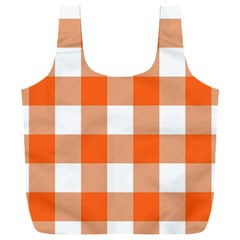 Orange And White Plaids Full Print Recycle Bag (xxxl) by ConteMonfrey