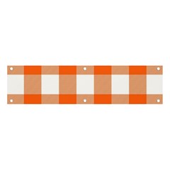 Orange And White Plaids Banner And Sign 4  X 1  by ConteMonfrey