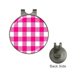 Pink And White Plaids Hat Clips With Golf Markers