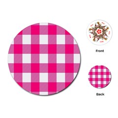 Pink And White Plaids Playing Cards Single Design (round) by ConteMonfrey