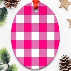 Pink And White Plaids Oval Ornament (two Sides) by ConteMonfrey