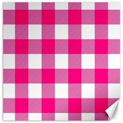 Pink And White Plaids Canvas 12  X 12  by ConteMonfrey