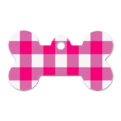 Pink And White Plaids Dog Tag Bone (one Side) by ConteMonfrey