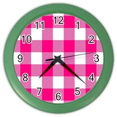 Pink and white plaids Color Wall Clock